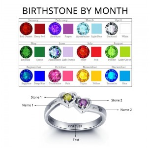 Birthstone Ring, Sterling Silver Personalized Engravable Ring JEWJORI101958